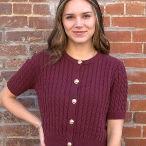 Classic Cable Knit Cropped Cardigan